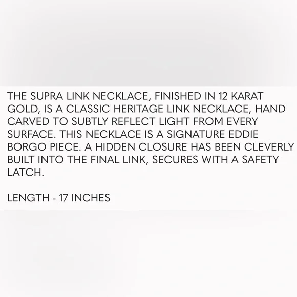 Eddie Borgo $425 Supra Link 12 Karat Gold Necklace